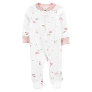 White and Pink Sheep Footed Pajama Onesie